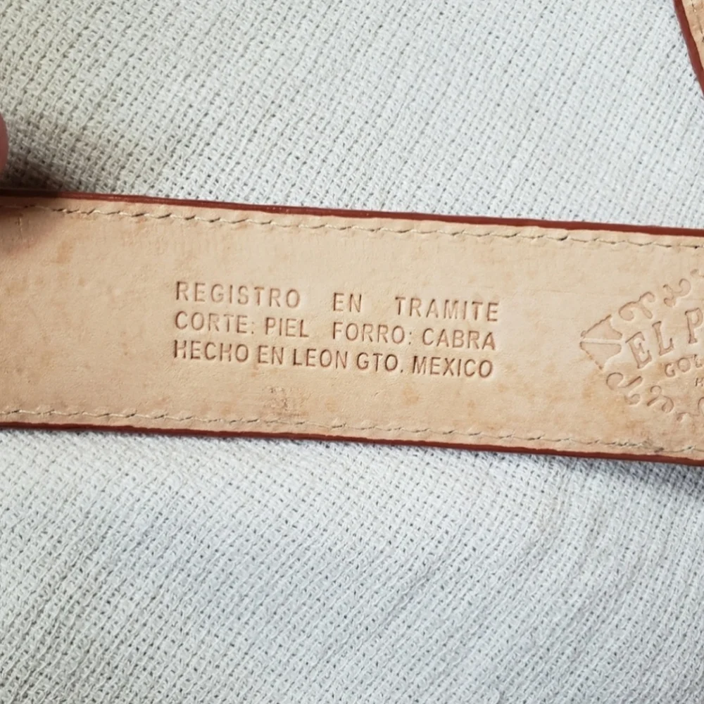 El Presidente gold collection ostrich print goat leather belt 46